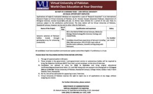 esearch Associate for International Research Project Virtual University of Pakistan